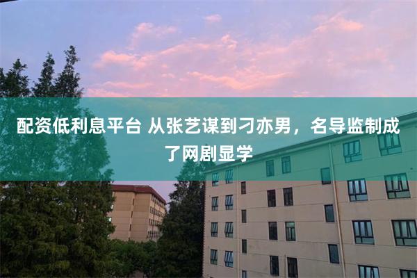 配资低利息平台 从张艺谋到刁亦男，名导监制成了网剧显学