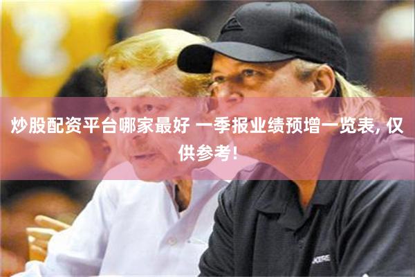 炒股配资平台哪家最好 一季报业绩预增一览表, 仅供参考!