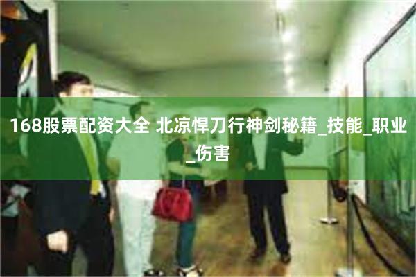 168股票配资大全 北凉悍刀行神剑秘籍_技能_职业_伤害
