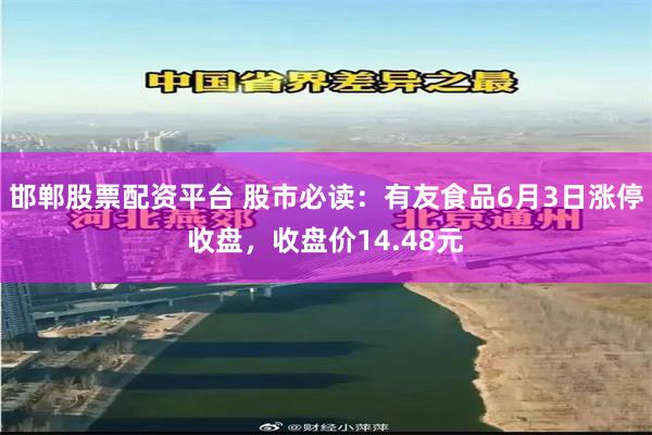 邯郸股票配资平台 股市必读：有友食品6月3日涨停收盘，收盘价14.48元