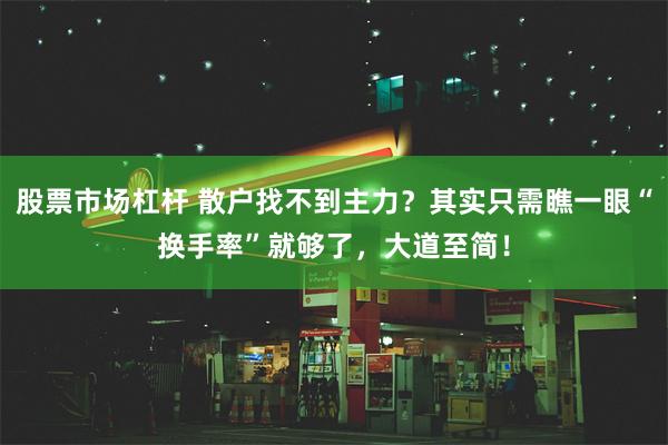 股票市场杠杆 散户找不到主力？其实只需瞧一眼“换手率”就够了，大道至简！